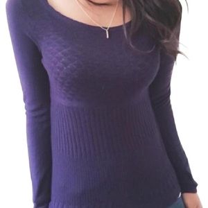 Guinevere/ Anthro Plum Lozenge Pointelle Sweater
